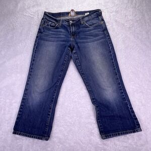 VTG Lucky Brand Jeans Womens 6, Classic Crop Bootcut MidRise Embroidered Pockets